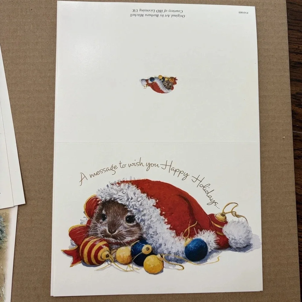 Vintage 90s Giordano Studios Christmas Greeting Cards Unused Moon Kitten Santa
